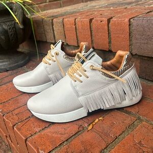 ShuShop Pepa Fringe Sneakers in the Bone colorway